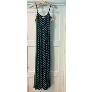 Anthropologie Puella Green/Navy Striped Maxi Dress